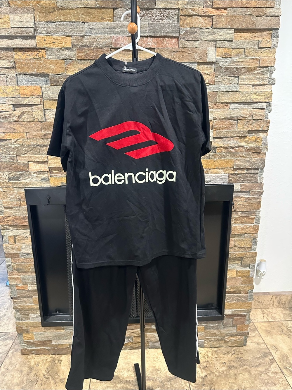 Black Logo T‑Shirt with Red Emblem set one size S
